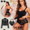 RSLOVE Schlafanzug Damen Kurz Sexy - Spitze Pyjama Set Camisole Tops und Shorts Nachtwäsche – Bild 4